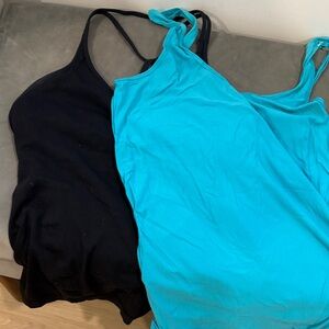 Lululemon 2 tanks Black and Blue Tank Tops. Size 6